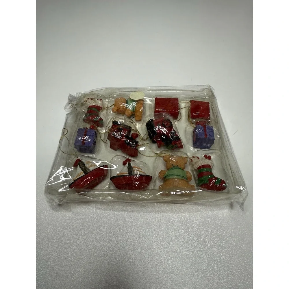 Mini Christmas Ornaments‎ Lot of 12 Teddy Bear Train Boat Gift Stocking